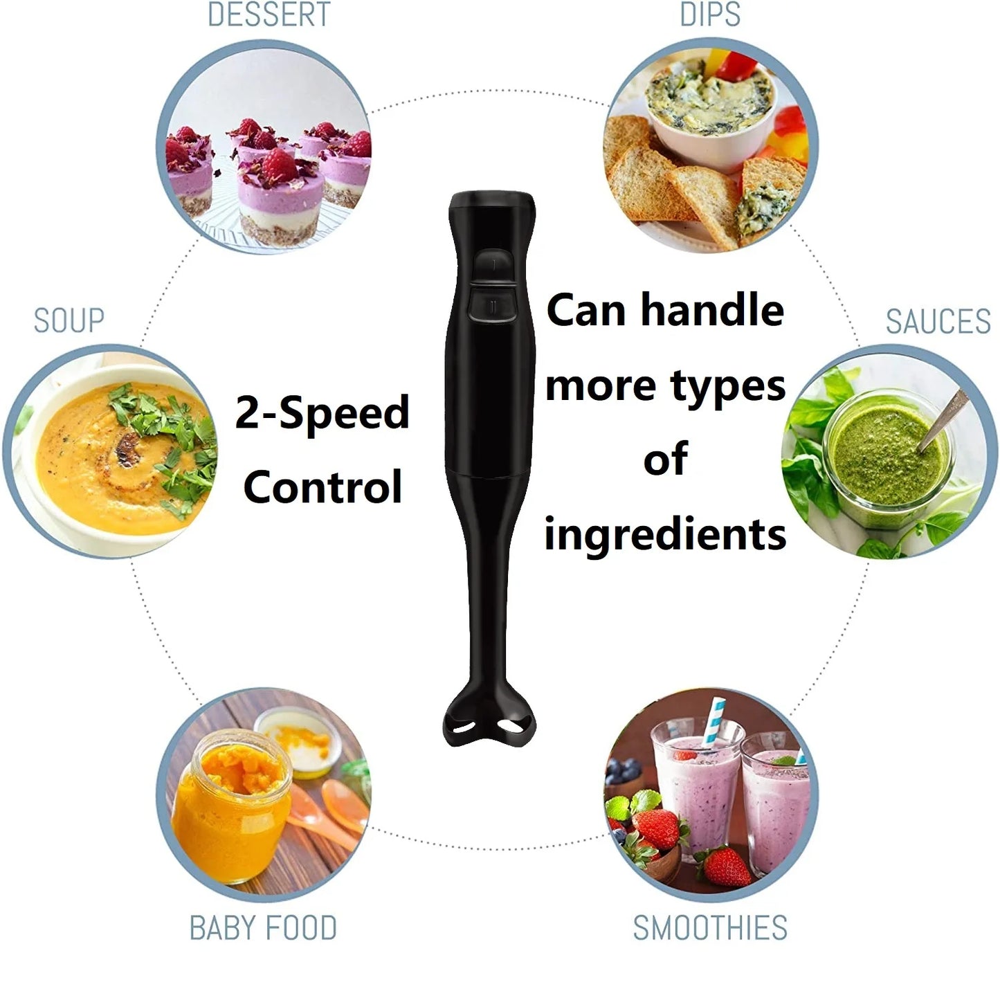 Electric Immersion Hand Blender(Black),Mixer,Chopper,Ice Crushing 2-Speed Control One Hand Mixer,kitchen accessories