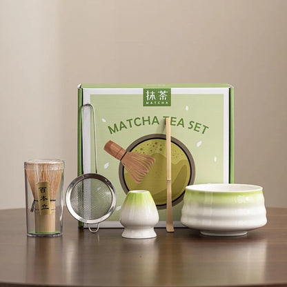 Bamboo Ceramic Japanese Matcha Tea Set Reusable Chasen Stirring Tea Sticks Matcha Spoon Matcha Whisk Set