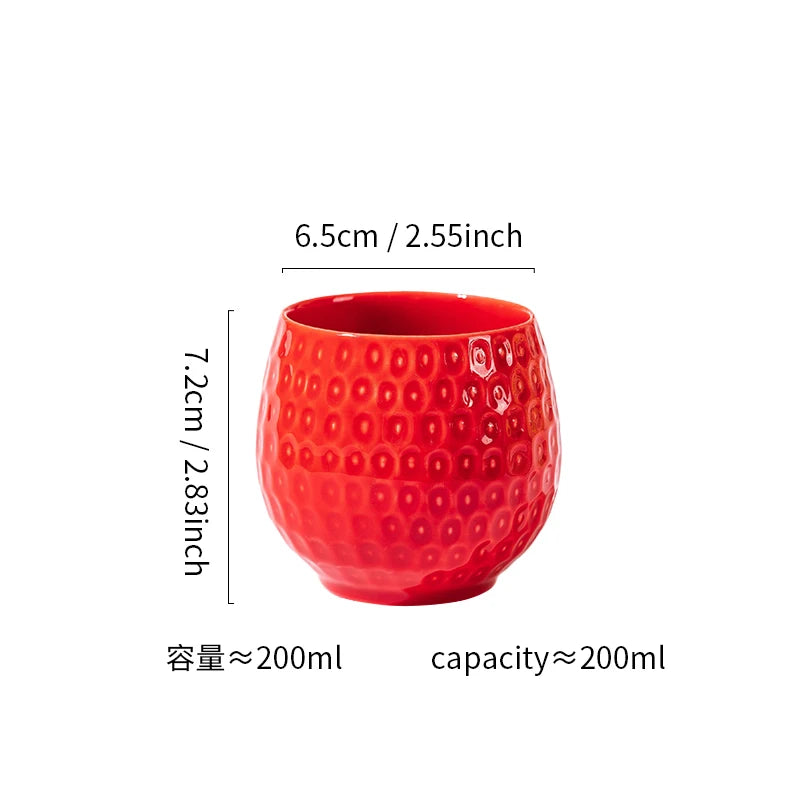 European Red Strawberry Teapot Set Ceramic Breakfast Milk Mug Exquisite Afternoon Tea Set Kettle with Gift Box Birthday Gifts