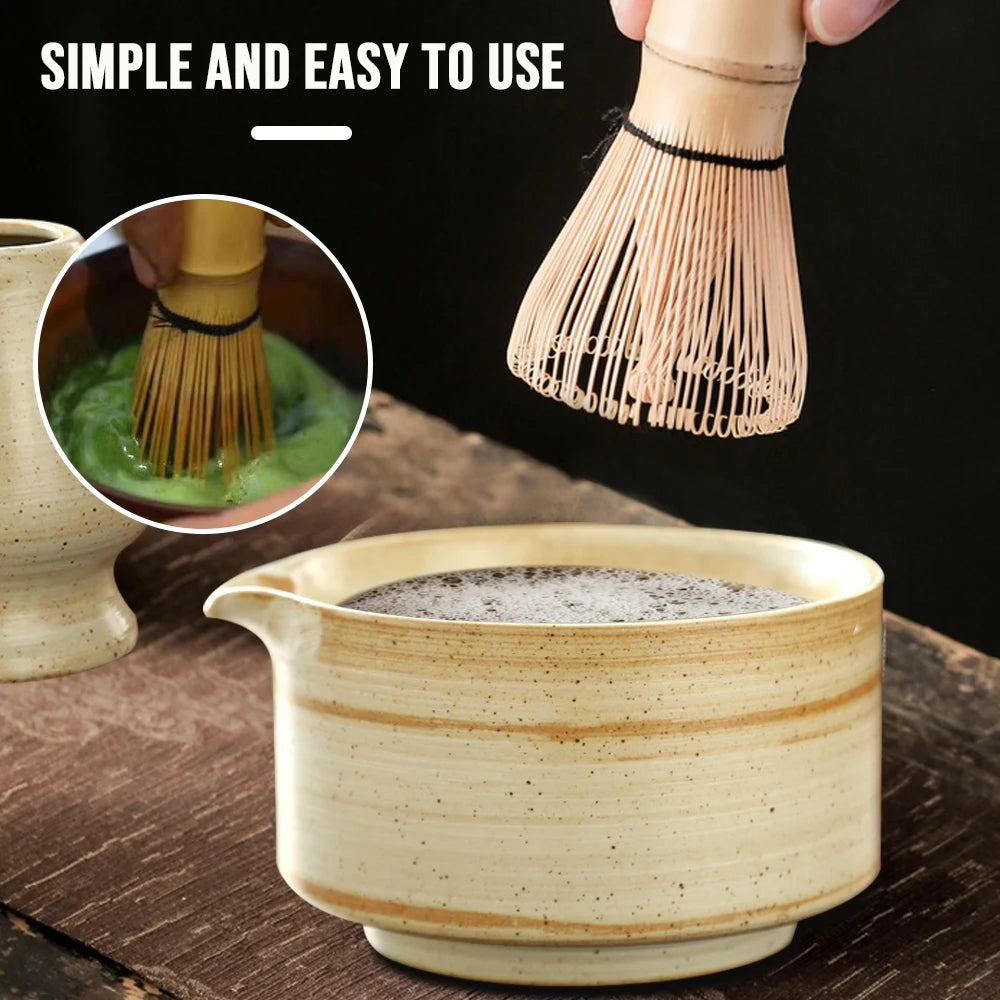 4PCS Japanese Matcha Tea Set Safe Bamboo Whisk Teaspoon Tea Sets Indoor Beverage Shop Tea-making Tools Accessories