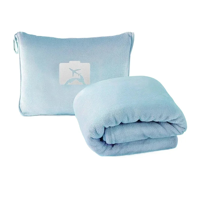 Coral Fleece Airplane Blankets Soft Warm Fluffy Multi Functional Portable Cuddle Cution Pillow 2 in 1 Travel Blankets
