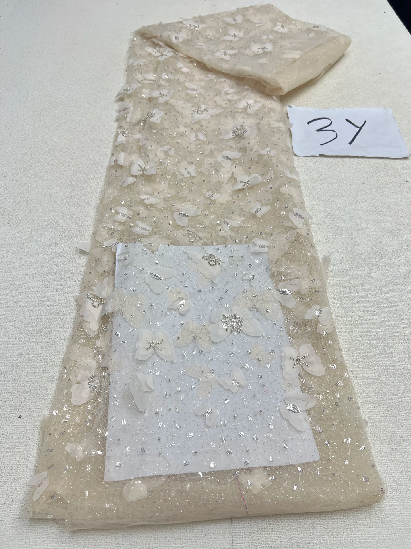 African Sequins Beaded Lace Fabrics  3 yards High Quality Sequence Embroidery French Nigerian Lace Fabric For Wedding Sewing