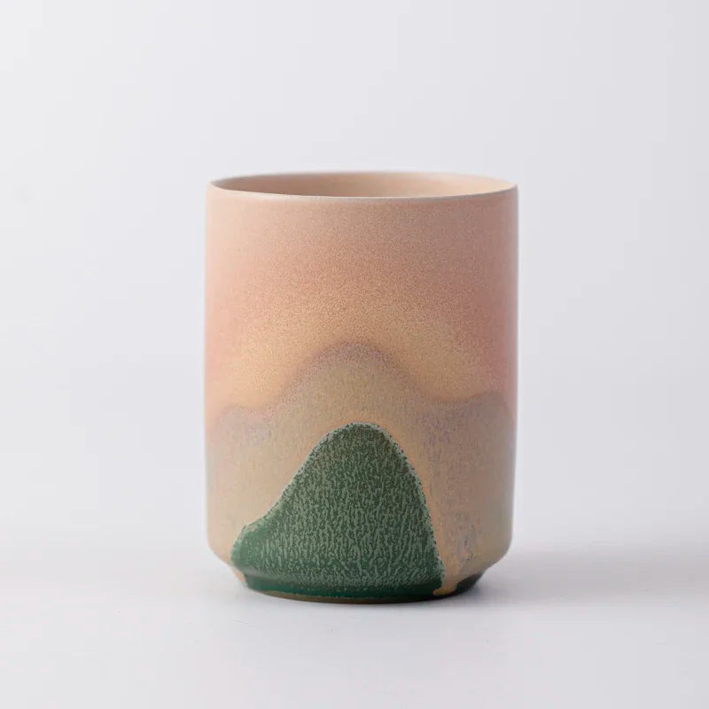 Japanese Kiln Ceramic Cup Handmade Rough Pottery Artisan Tea Cup for Traditional Tea Ceremony, Multi-Purpose (Tea/Coffee/Water)