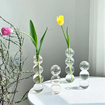 Dekorativ blomsterflaske moderne mini glasvase til blomster gennemsigtig knopp vase designet til stueindretningstabel ornamenter