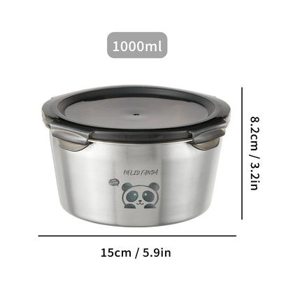 Refrigerator Sealed Preservation Box Large Capacity 304 Stainless Steel Food Container Round Food Storage Box Microwave Safe