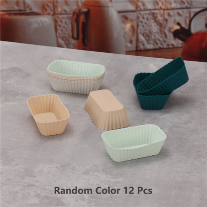 12pcs/Set Silicone Cake Mold Round Shaped Muffin Cupcake Baking Molds Kitchen Cooking Bakeware Maker DIY Cake Decorating Tools
