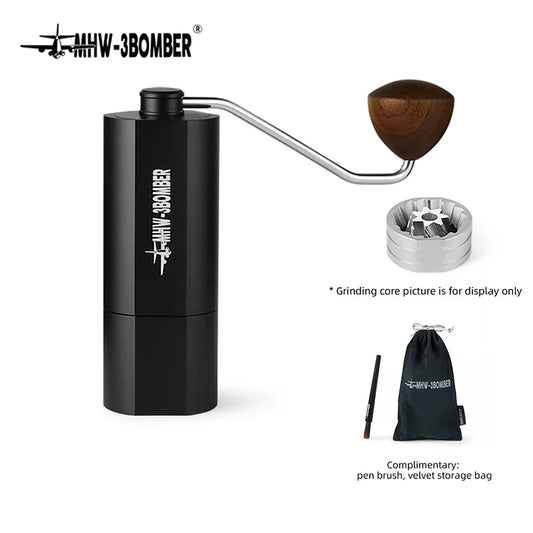 MHW-3BOMBER 38mm Manual Coffee Grinder with Magnetic 7 Core Stainless Steel Burr 24 Adjustable Settings Home Barista Accessories