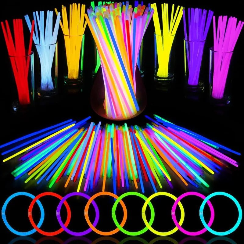 10/100Pcs Fluorescence Sticks Party Multicolor Glowing Stick Bright Colorful Light Bright Bendable Glow Bracelet Party Supplies