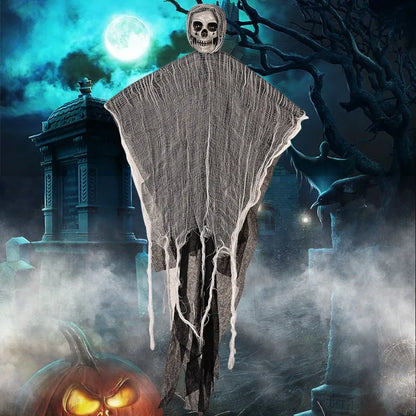 1Set Halloween Decorative Hanging Ghost Skull Skeleton Gauze Haunted Home Party Horror Props Hanger House Yard Party Hanging