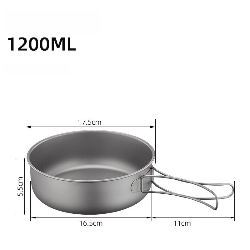 700ML/1200ML Titanium Frypan Outdoor Camping Hiking Picnic Cooking Frying Pan Backpacking Frying Pan Outdoor Cooking Pan Frypan