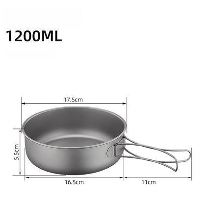 700ML/1200ML Titanium Frypan Outdoor Camping Hiking Picnic Cooking Frying Pan Backpacking Frying Pan Outdoor Cooking Pan Frypan