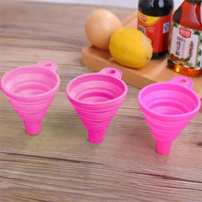 1pc Red Silicone Funnel Mini Multifunctional Convenient Kitchen Folding And Sub Packaging Tools Kitchen Supplies