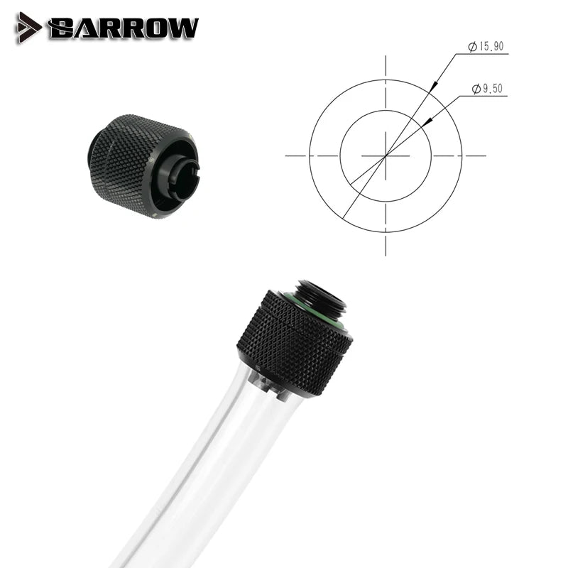 Barrow Softrohr -Anschläge Combo -Kit 3/8''Thick 9,5*15,9 mm/9,5*12,7 mm PC Wasserkühlsystem, schwarzes weißes Silbergold