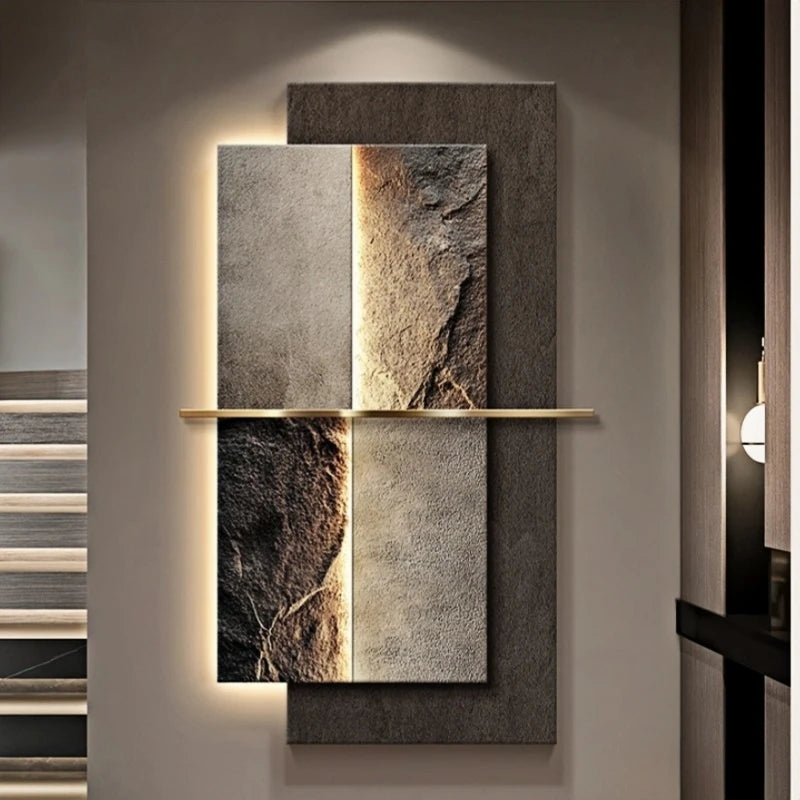 Modern Luxury Entrance Decoration Sandstone Painting lamp For Corridor Living Room Hotel Hallway Indoor Home Mural Light