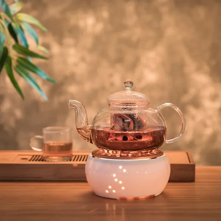 Ceramic Candle Heater Tea Pot Heating Base Tea Maker Filter Teapot Kettle Boiled Flower Tea Heated Warmer Wine