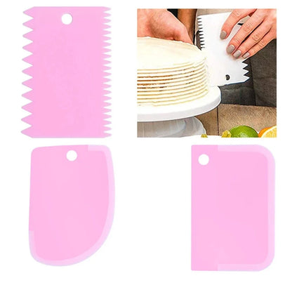 3PCS/Lot Cream Scraper Smoother DIY Cake Decorating  Fondant Pastry Cutters Molds Kitchen Scrapers  Baking Spatulas Tools