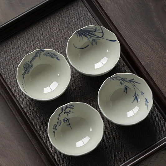 Antique Mud Master Cups Floral Teacups Household Small Tasting Cup Chinese Kung Fu Tea Set Pu Er Drinkware Teaware Tea Ceremony