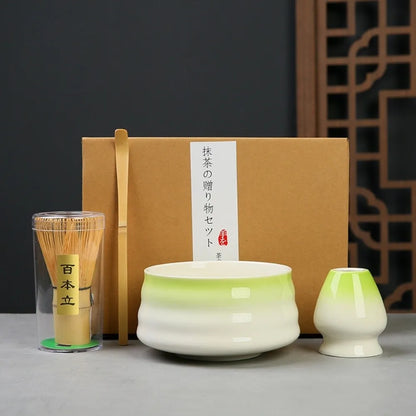 Bamboo Ceramic Japanese Matcha Tea Set Reusable Chasen Stirring Tea Sticks Matcha Spoon Matcha Whisk Set