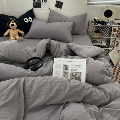 1pc Blue Duvet Cover 150x200 이불커버세트 Washed Cotton Quilt Cover Queen Size Bed Linen for Girls Boys Room (Pillowcase Need Order)