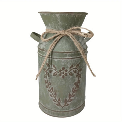 Retro metal and simple decorative vases, coarse-leaf milk kettles for flower arrangement, garden flowerpots and flower buckets