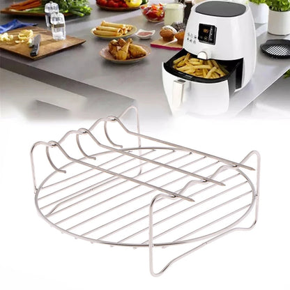 Stainless Steel Grill Baking Pan Skewers Air Fryer Holder Grill Double Barbecue Baking Pan Replacement BBQ Kitchen Tools