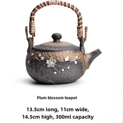 Chinese Style Kung Fu Teapot Retro Ceramic Pot Large Single Handle Stoneware Teapot for Home Living Room Brewing Tea
