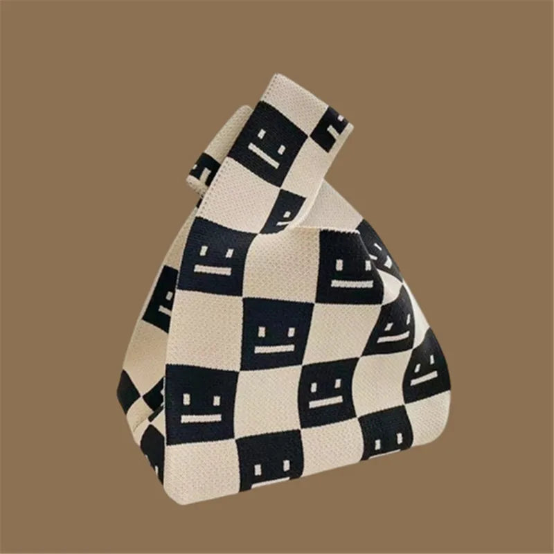 Women Handmade Knitted Small Handbag Casual Wrist Bag Versatile Shopper Mini Tote Bag Student Reusable Shoulder Bag Daily Use