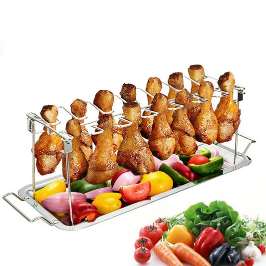 BBQ Edeless Stol Barbecue Poulet Wing a Been Rack Rack Poulet Poulet Griewer Grill Kachbau Kachen Trommel Rand