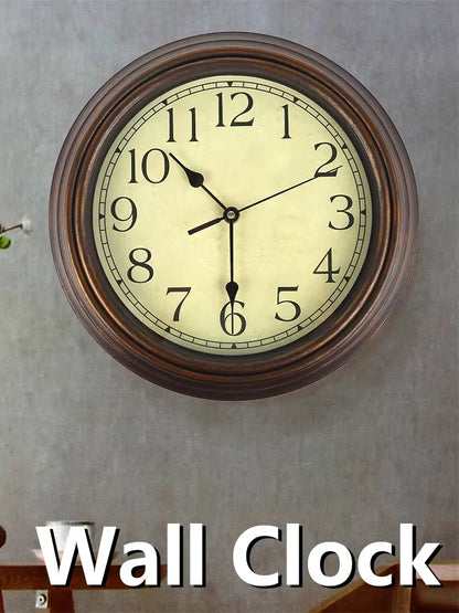 Wall Clock Large with Retro Design American Retro Clock Mechanism Non Ticking Classic Silent Clock for Living Room Kitchen Decor