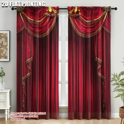 2Pcs Red Blackout Curtains For Privacy Machine Washable Perfect For Bedroom Living Room Decor Fashion Decorative Curtain