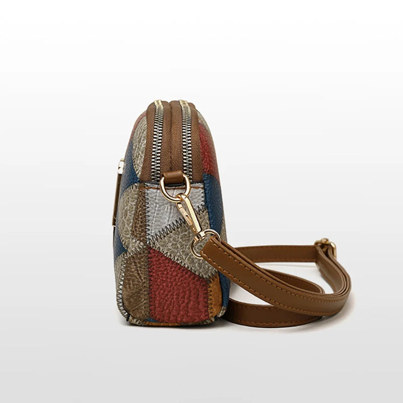 Mini Colorblock Crossbody Bag, Retro Rhombus Patroon Purse, Mode schoudertas voor vrouwen