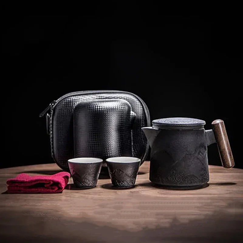 Ceramic Portable Kung Fu Tea-Making Sets Simple Modern Outdoor Travel Tea Sets Teapot Original and Funny Gifts Household Teaware