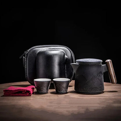Ceramic Portable Kung Fu Tea-Making Sets Simple Modern Outdoor Travel Tea Sets Teapot Original and Funny Gifts Household Teaware