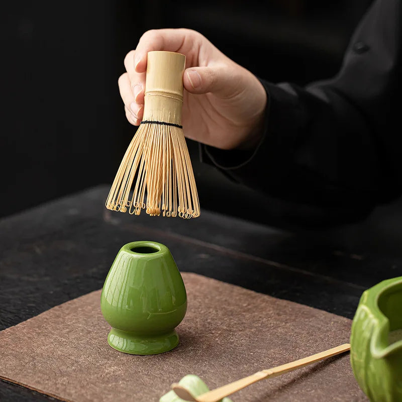 Japanese Cactus Matcha Set with Ceramic Bowl Bamboo Matcha Whisk Teaspoon Tea Sets Tea Lovers Gifts Tea-making Tools Accessories