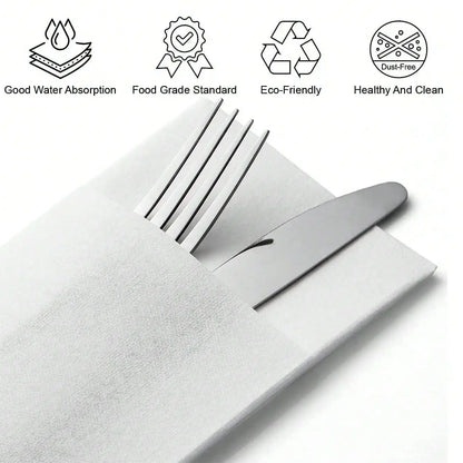 50pcs Dinner Napkins with Flatware Pocket - Prefolded Guest Towels, Paper Linen Feel for Weddings, Events, Kitchen & Daily Use