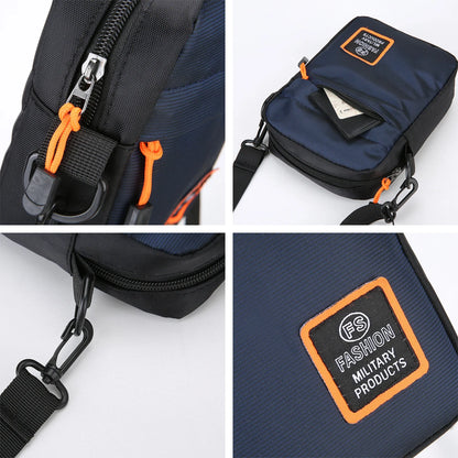 Men’s Lightweight Nylon Crossbody Bag Multiple Compartments Zipper Square Bag Adjustable Strap Crossbody Bag For Daily Use