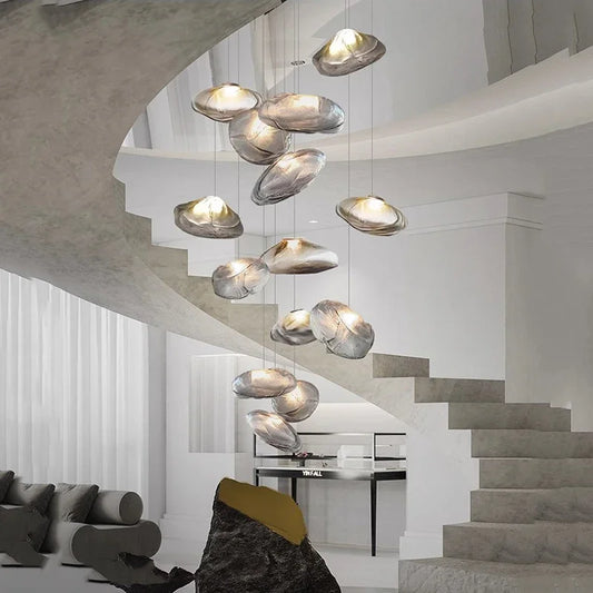 Decoración nórdica del hogar, lámpara de araña de escaleras, dormitorio de sala de estar y luces colgantes de comedor, luz de techo, iluminación interior