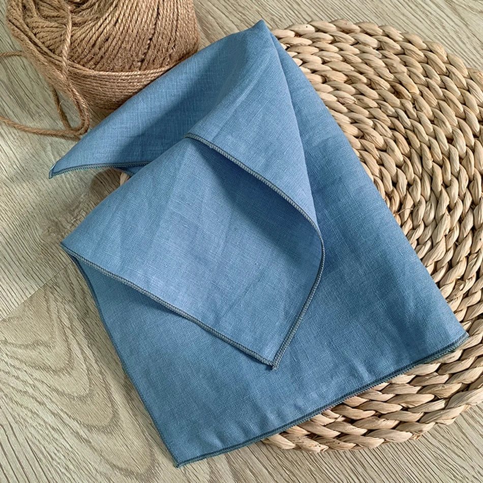 4PCS Pure Linen 100% Napkins Cloths Reusable 40x40cm Soft Comfortable Fabric Kitchen Accessories for Wedding Birthday Parties