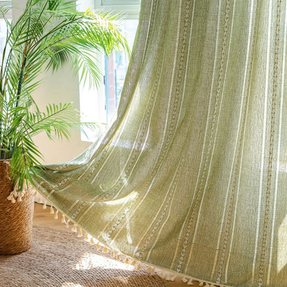 Boho zavjesa za blagovaonicu u spavaćoj sobi kuhinja, boemski elegantni teksturirani vez, vintage ručno izrađene rese dekor, 1 ploča