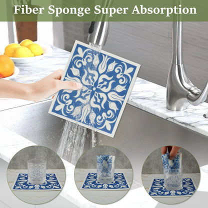 6PCS/Set Kitchen Dish Towels Absorbent Swedish Dishcloths Kitchen Dish Rags Soft  Non-woven Cloths for Washing Dishes Cleaning