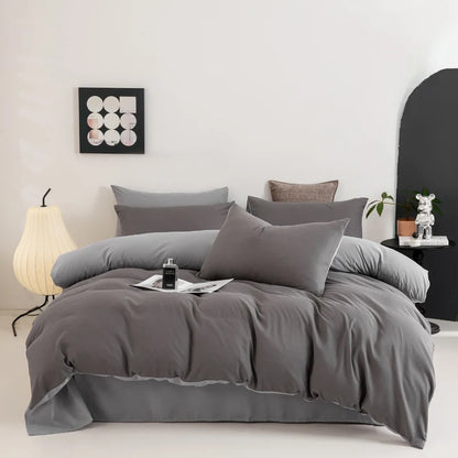 Solid Color Quilt Cover New Milled Washed Cotton Single Bed Duvet Europe US Popular Skin-friendly 220x240 Double Use Bedding