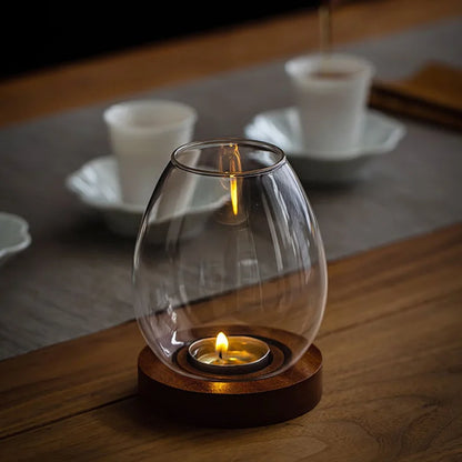 Transparent Glass Candle Holder Candlestick Retro Round Hollow Windproof Candle Holders Wedding Party Dining Table Decorations