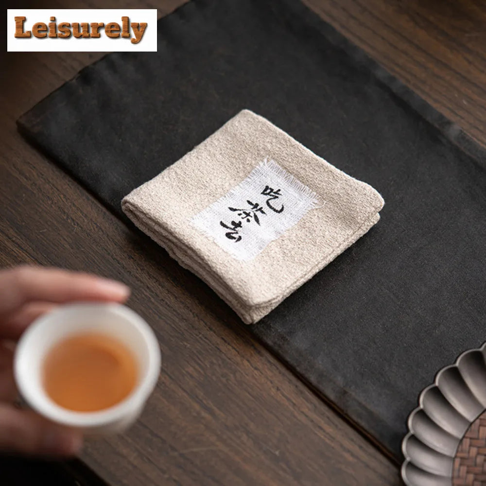 Absorbent Cotton Linen Tea Towel Aesthetic Teapot Cleaning Towel Dish Towels for Kitchen Tea Napkins Tea Cloth Tea Items Craft