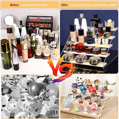 2-7 Layer Acrylic Wood Display Stand Cosmetic Perfume Cupcakes Holder Showcase Organizer Doll Mini Figure Toy Model Storage Rack