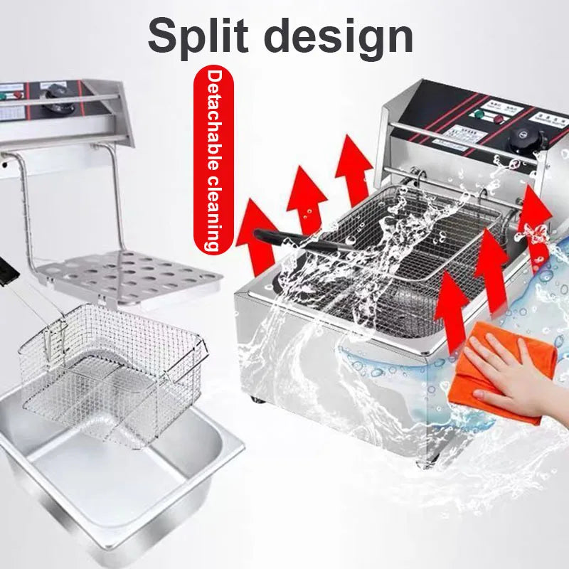 Dmwd elektresch déiwe Fritten standlos Stol kommerziellen elektresche Stot Cherips Chips Fritten Pan 2l Fritten