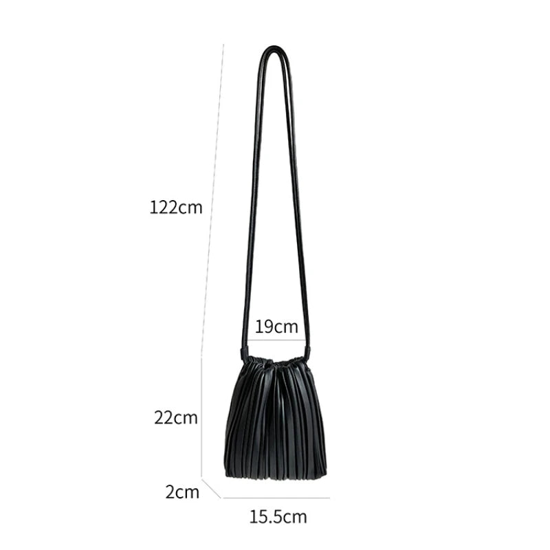 Summer Fashion New Crossbody Bag Women's PU Single Shoulder Mini Bag Luxury Versatile Pleated Casual Small Square Bag