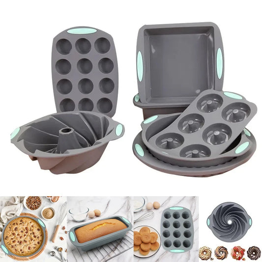 Silicone Bread Muffin Mold Heat Resistant Oven Pan Non-Stick Kitchen Bakeware Cake Pan Set 3D Cake Mold Pastry Baking Loaf Tool