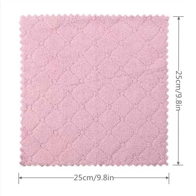 5 pieces of double-sided coral velvet dishcloth for household kitchen cleaning
