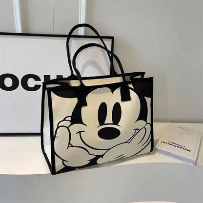 Disney Mickey Women's Large Capacity Shoulder Bag Korean Version Tote Handbag Fashionable Canvas Bag Daily Commuting