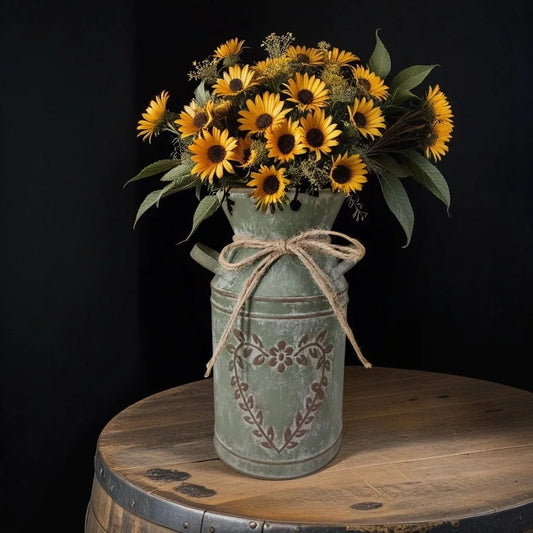Retro metal and simple decorative vases, coarse-leaf milk kettles for flower arrangement, garden flowerpots and flower buckets